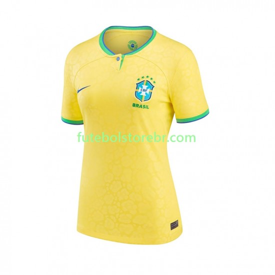 Camisa Brasil I Copa Do Mundo 2022 manga curta pro Feminino