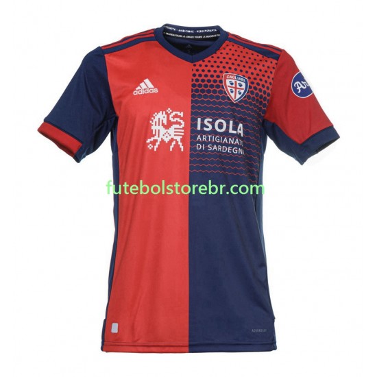 Camisa Cagliari I 2021-2022 manga curta pro Masculina