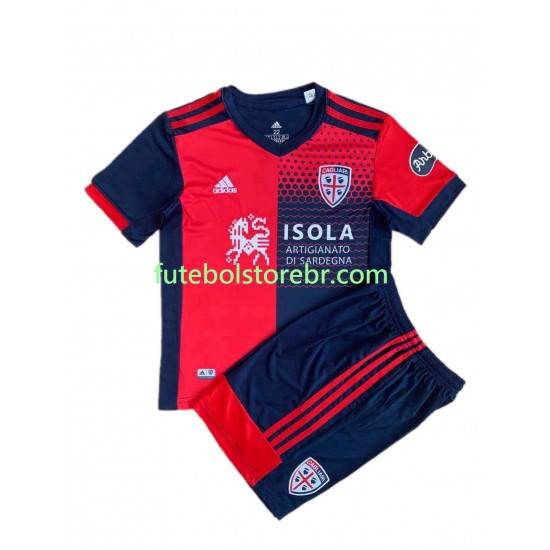 Camisa Cagliari I 2021-2022 manga curta pro Juvenil