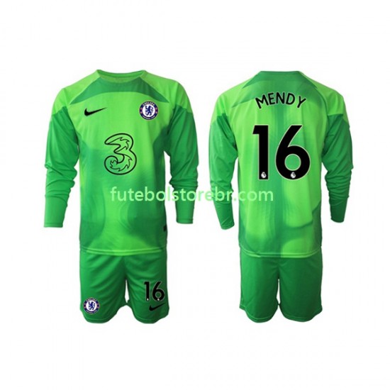 Camisa Goleiro Chelsea Edouard Mendy 16 III 2022-2023 manga longa pro Juvenil