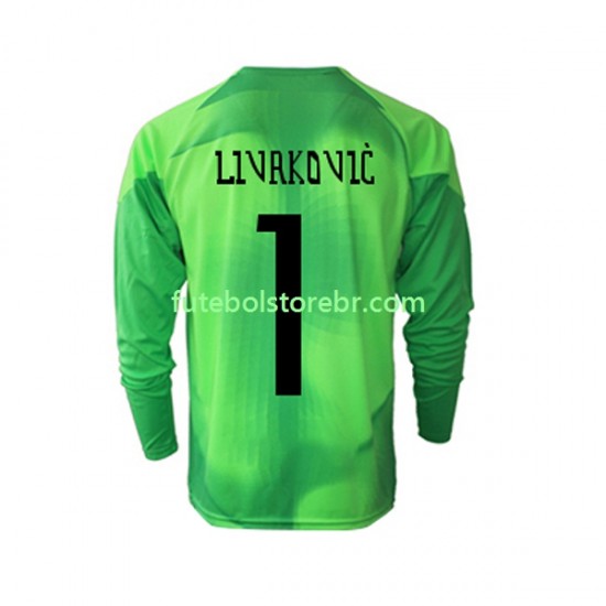 Camisa Goleiro Croácia Livakovic II Copa Do Mundo 2022 manga longa pro Masculina