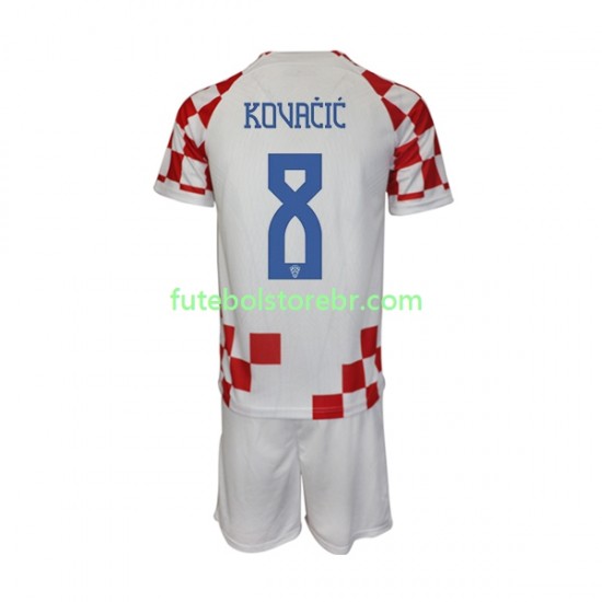 Camisa Croácia Kovacic 8 I Copa Do Mundo 2022 manga curta pro Juvenil