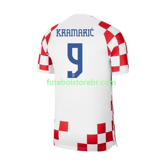 Camisa Croácia Kramaric 9 I Copa Do Mundo 2022 manga curta pro Masculina