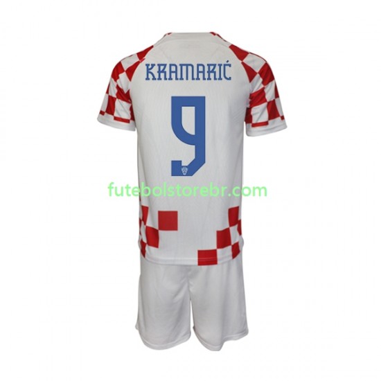 Camisa Croácia Kramaric 9 I Copa Do Mundo 2022 manga curta pro Juvenil