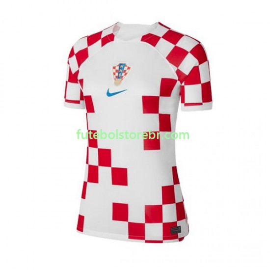 Camisa Croácia I Copa Do Mundo 2022 manga curta pro Feminino