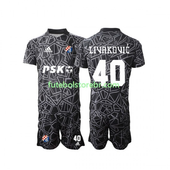 Camisa Goleiro Dinamo Zagreb Livakovic 40 I 2022-2023 manga curta pro Juvenil