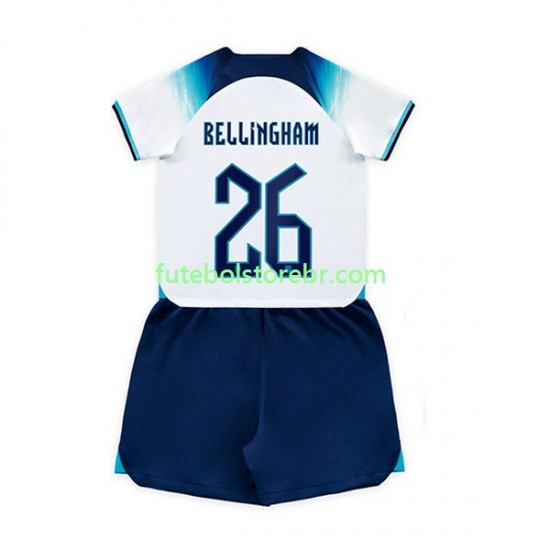 Camisa Inglaterra Bellingham 26 I Copa Do Mundo 2022 manga curta pro Juvenil