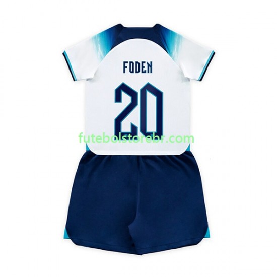 Camisa Inglaterra Foden 20 I Copa Do Mundo 2022 manga curta pro Juvenil