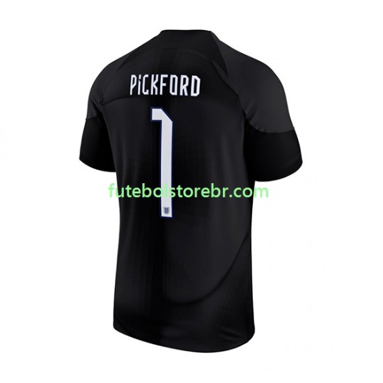 Camisa Goleiro Inglaterra Pickford 1 I Copa Do Mundo 2022 manga curta pro Masculina