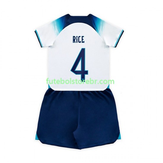 Camisa Inglaterra Rice 4 I Copa Do Mundo 2022 manga curta pro Juvenil