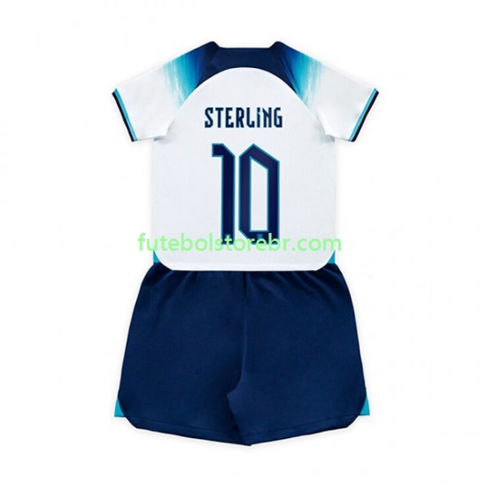 Camisa Inglaterra Sterling 10 I Copa Do Mundo 2022 manga curta pro Juvenil