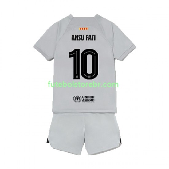 Camisa FC Barcelona Ansu Fat 10 III 2022-2023 manga curta pro Juvenil