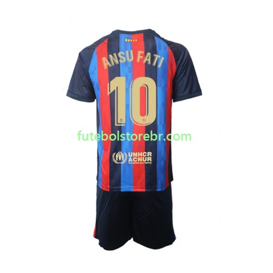 Camisa FC Barcelona Ansu Fati 10 I 2022-2023 manga curta pro Juvenil