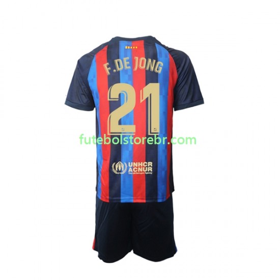 Camisa FC Barcelona Frenkie de Jong 21 I 2022-2023 manga curta pro Juvenil