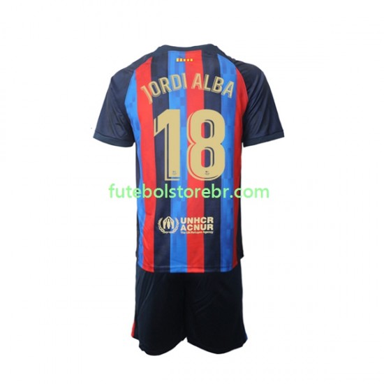 Camisa FC Barcelona Jordi Alba 18 I 2022-2023 manga curta pro Juvenil