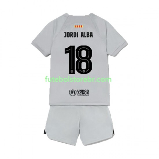 Camisa FC Barcelona Jordi Alba 18 III 2022-2023 manga curta pro Juvenil