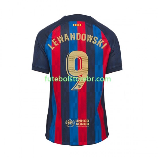 Camisa FC Barcelona Lewandowski 9 I 2022-2023 manga curta pro Masculina