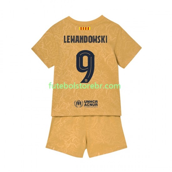 Camisa FC Barcelona Lewandowski 9 II 2022-2023 manga curta pro Juvenil