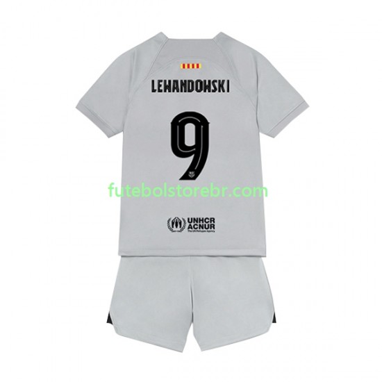 Camisa FC Barcelona Lewandowski 9 III 2022-2023 manga curta pro Juvenil