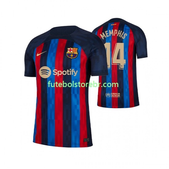 Camisa FC Barcelona Memphis Depay 14 I 2022-2023 manga curta pro Masculina