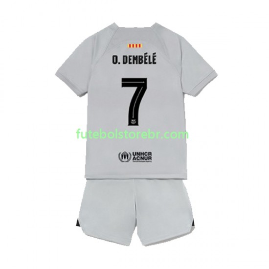 Camisa FC Barcelona Ousmane Dembele 7 III 2022-2023 manga curta pro Juvenil