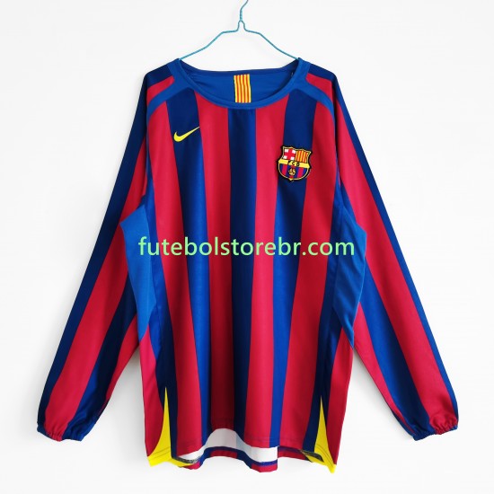 Camisa FC Barcelona Retrô I 2005-2006 manga longa pro Masculina