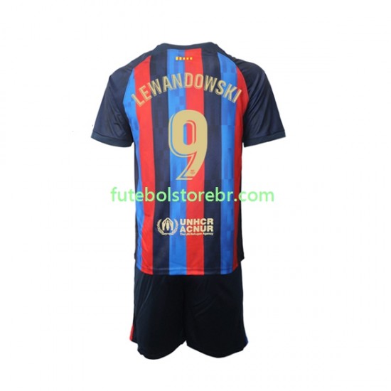 Camisa FC Barcelona Robert Lewandowski 9 I 2022-2023 manga curta pro Juvenil