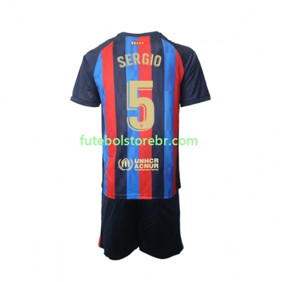 Camisa FC Barcelona Sergio Busquets 5 I 2022-2023 manga curta pro Juvenil