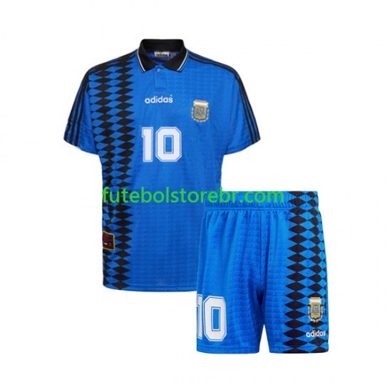 Camisa Argentina MARADONA 10 Retrô II 1994 manga curta pro Juvenil