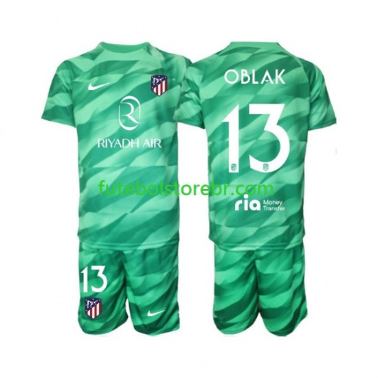 Camisa Goleiro Atlético de Madrid Jan Oblak 13 Green color II 2023-2024 manga curta pro Juvenil