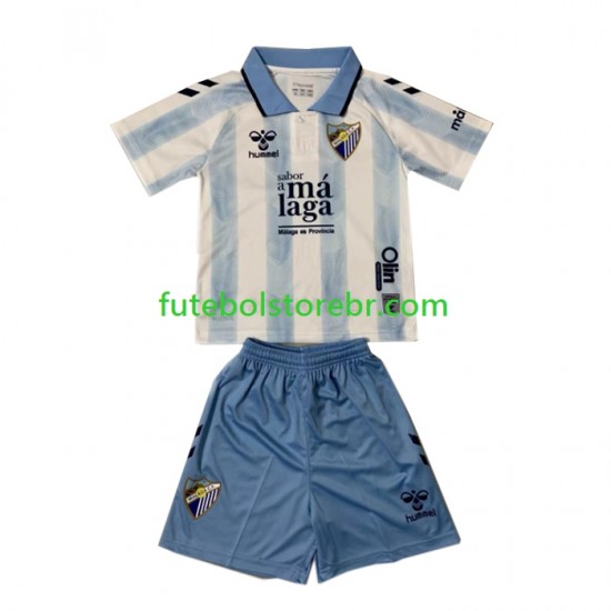 Camisa Malaga CF I 2023-2024 manga curta pro Juvenil