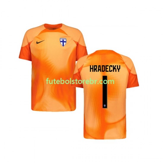 Camisa Goleiro Finlândia HRADECKY 1 I 2022-2023 manga curta pro Masculina