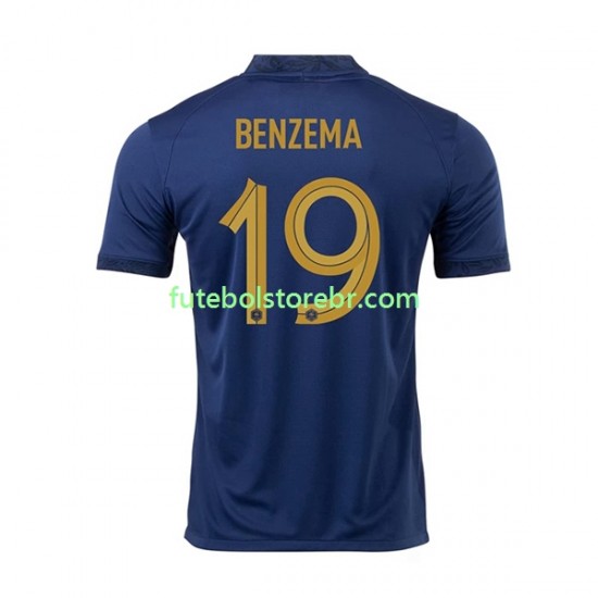 Camisa França Benzema 19 I Copa Do Mundo 2022 manga curta pro Masculina