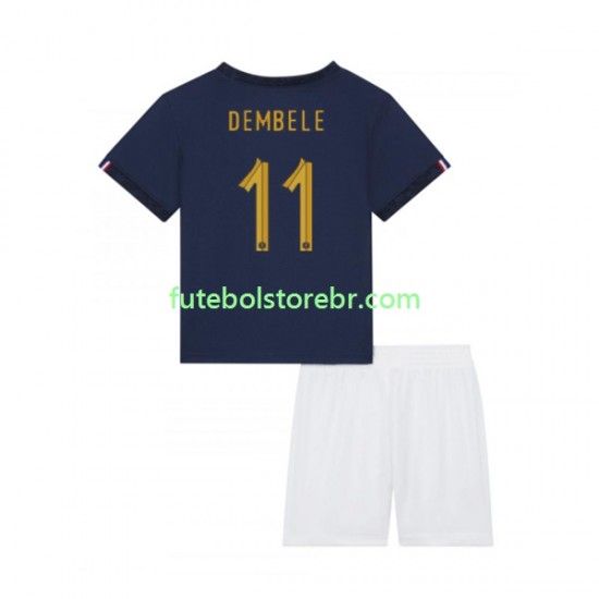 Camisa França Dembele 11 I Copa Do Mundo 2022 manga curta pro Juvenil