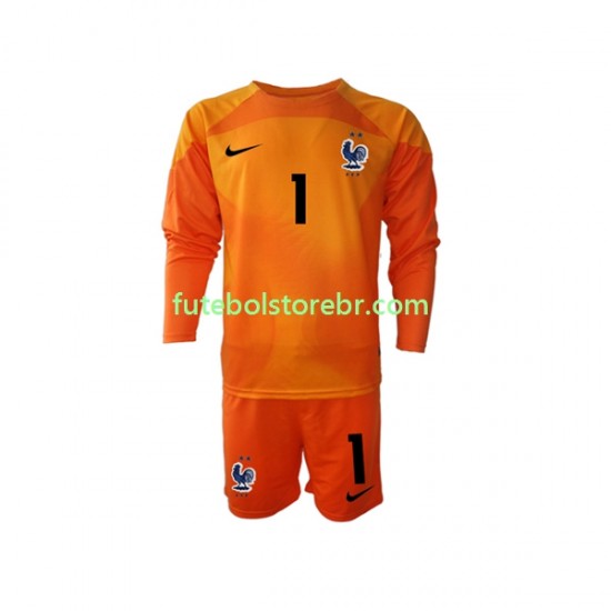 Camisa Goleiro França Hugo Lloris 1 II Copa Do Mundo 2022 manga longa pro Juvenil