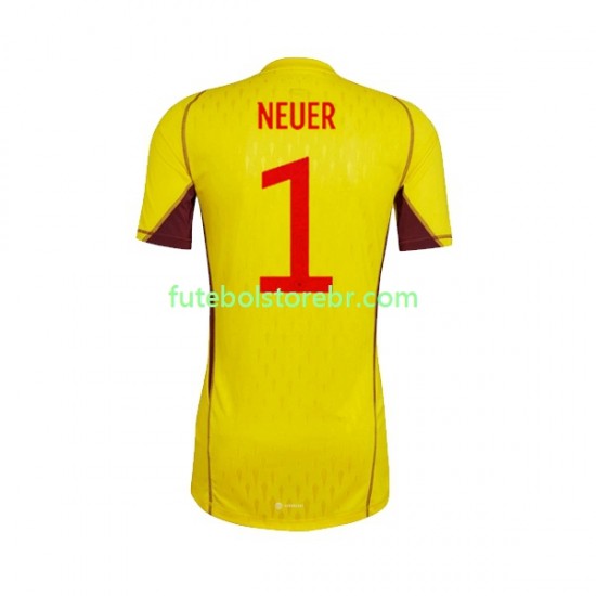 Camisa Goleiro Alemanha Manuel Neuer 1 II Copa Do Mundo 2022 manga curta pro Masculina