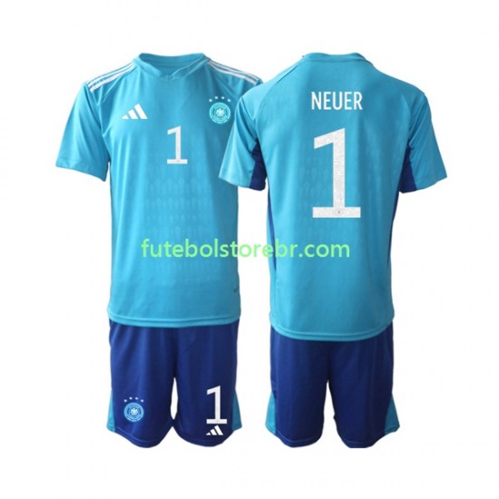 Camisa Goleiro Alemanha Manuel Neuer 1 I Copa Do Mundo 2022 manga curta pro Juvenil