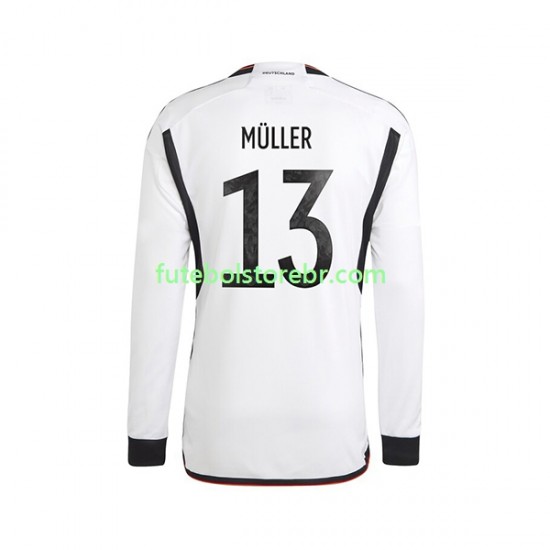 Camisa Alemanha Thomas Muller 13 I Copa Do Mundo 2022 manga longa pro Masculina