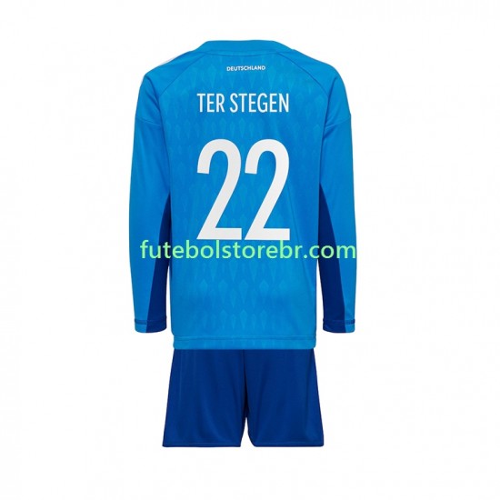 Camisa Goleiro Alemanha ter Stegen 22 I Copa Do Mundo 2022 manga longa pro Juvenil