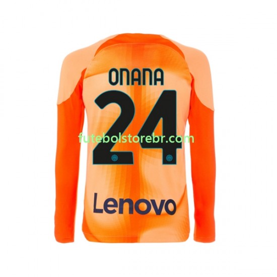 Camisa Goleiro Internazionale Andre Onana 24 IIII 2022-2023 manga longa pro Masculina