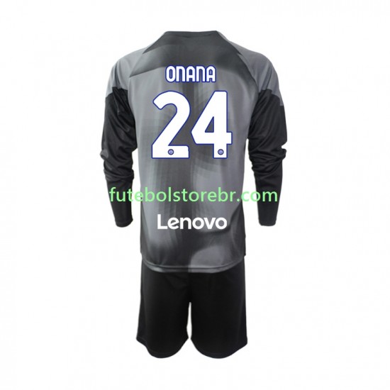 Camisa Goleiro Internazionale Andre Onana 24 I 2022-2023 manga longa pro Juvenil