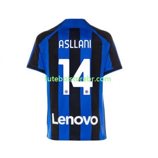 Camisa Internazionale Kristjan Asllani 14 I 2022-2023 manga curta pro Masculina