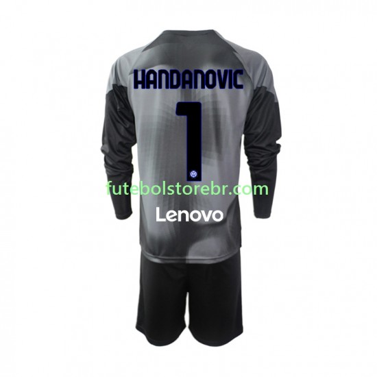 Camisa Goleiro Internazionale Samir Handanovic 1 I 2022-2023 manga longa pro Juvenil