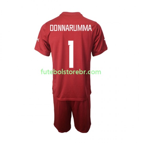 Camisa Goleiro Itália Donnarumma 1 II 2022-2023 manga curta pro Juvenil