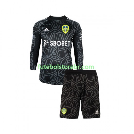 Camisa Goleiro Leeds United I 2022-2023 manga longa pro Juvenil