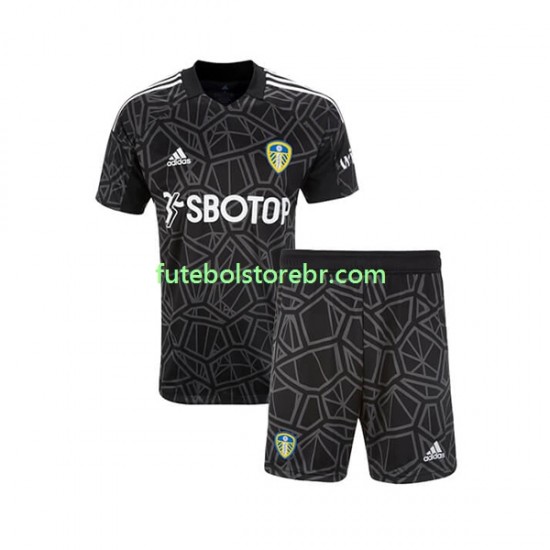 Camisa Goleiro Leeds United I 2022-2023 manga curta pro Juvenil