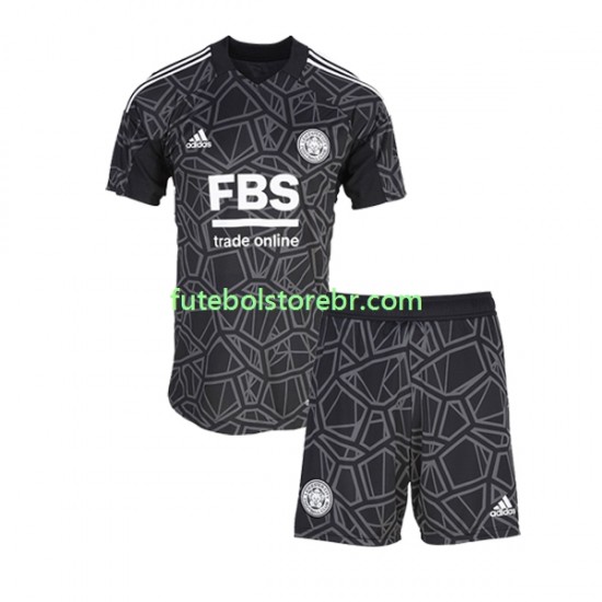 Camisa Goleiro Leicester City I 2022-2023 manga curta pro Juvenil