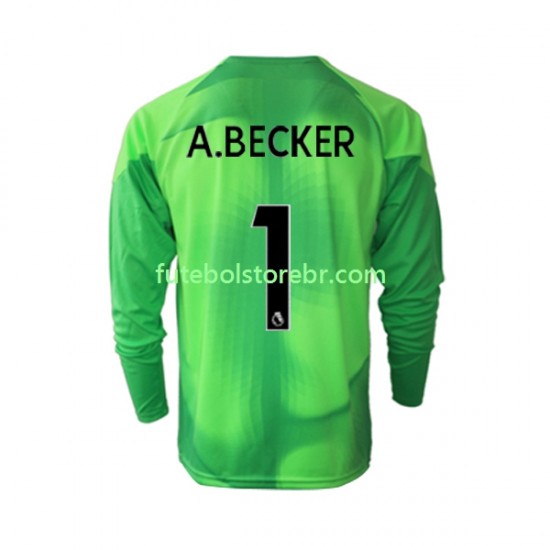 Camisa Goleiro Liverpool A.Becker 1 III 2022-2023 manga longa pro Masculina