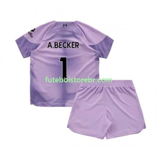 Camisa Goleiro Liverpool Alisson Becker 1 I 2022-2023 manga curta pro Juvenil