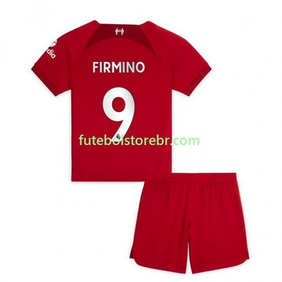 Camisa Liverpool Firmino 9 I 2022-2023 manga curta pro Juvenil